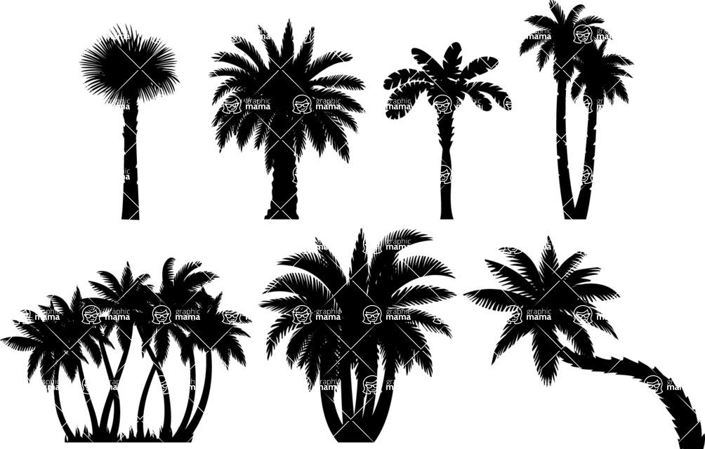 Vector silhouettes - Palm Tree Silhouettes Vector Set